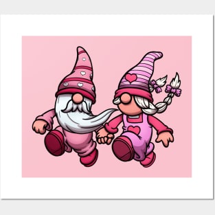 Hopping Gnome Couple In Love Posters and Art